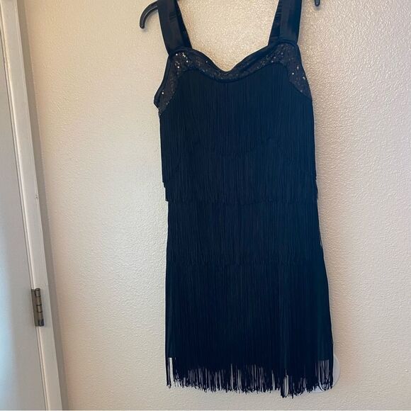 Weissman dance costume black flapper fringe dress Roaring 20'S 10544 LA adult - Picture 2 of 11